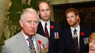 Prince Charles, Prince of Wales, Prince William, Duke of Cambridge and Prince Harry visit the tunnel and trenches at Vimy Memorial Park during the commemorations for the centenary of the Battle of Vimy Ridge on April 9, 2017 in Vimy, France. The Battle Of Vimy Ridge was fought during WW1 as part of the initial phase of the Battle of Arras. Although British-led, it was mostly fought by the Canadian Corps. A centenary commemorative service will be held at the Canadian National Vimy Memorial in France attended by the Prince of Wales, The Duke of Cambridge and Prince Harry and representatives of the Canadian Government.
