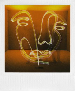 Polaroid photo of light painting
