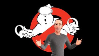 Metaverse Mark Zuckerberg with a Ghostbusters VR backdrop