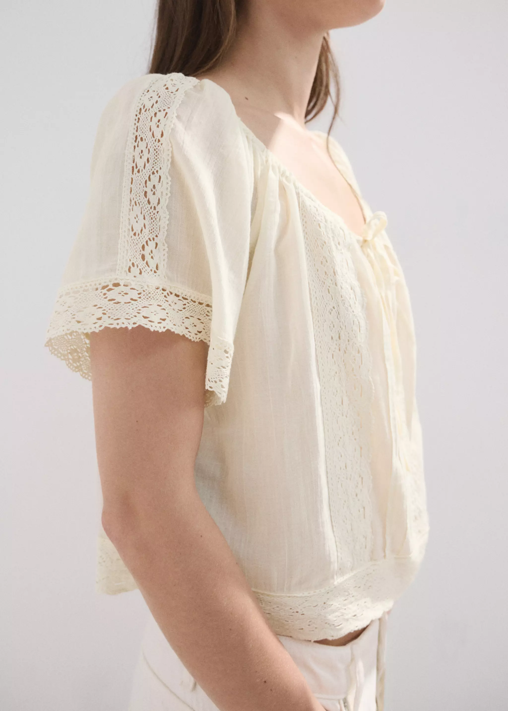 Cotton Lace Blouse - Women | Mango United Kingdom