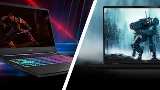 The MSI Crosshair and MSI Katana laptops on a splitscreen