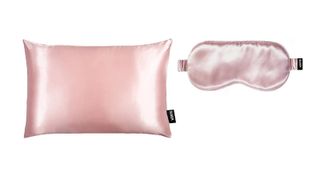 Sleep London Silk Pillowcase, one of w&h's best silk pillowcases, next to silk eye mask