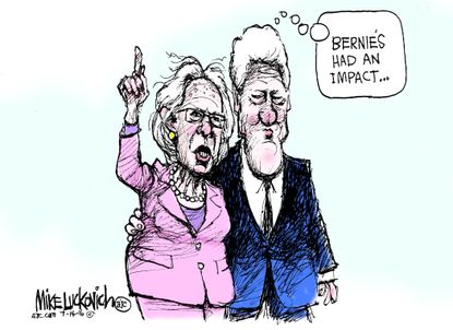 Political cartoon U.S. Bill and Hillary Clinton