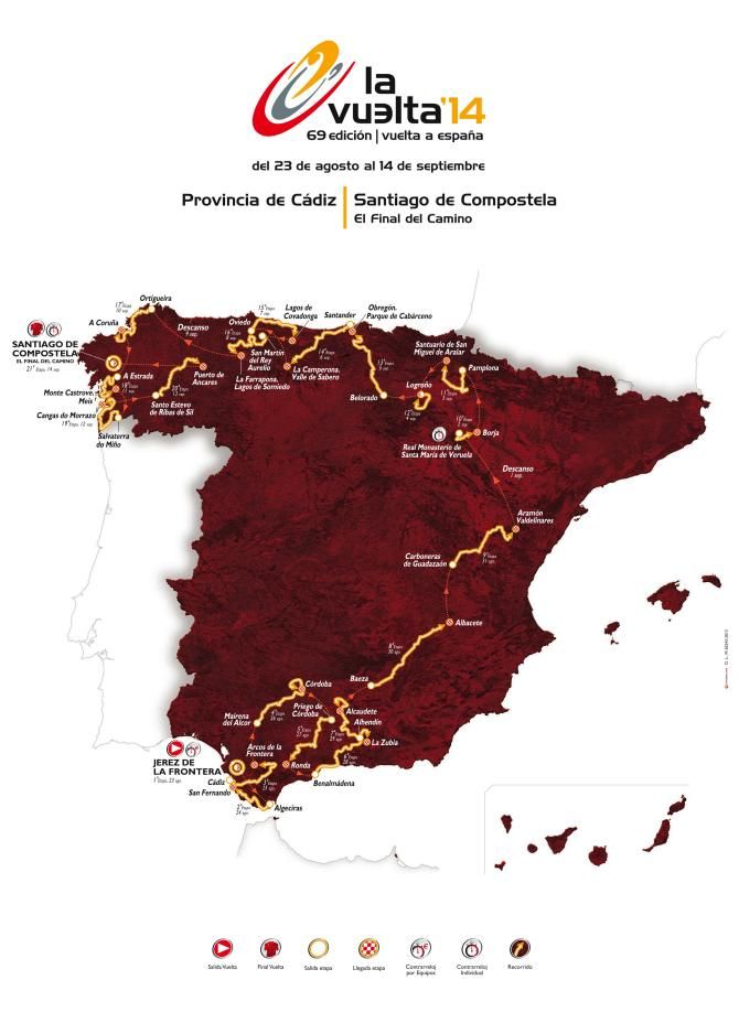 The 2014 Vuelta a Espana map