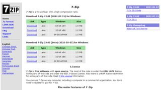 7-Zip website screenshot