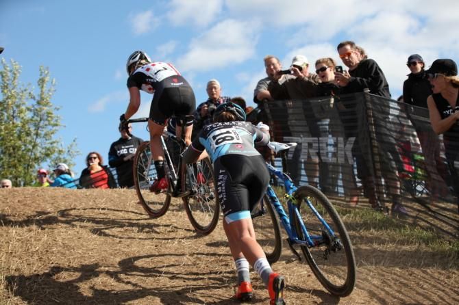 Katie Compton (Trek Factory Racing) followed by Caroline Mani (Raleigh-Clement)