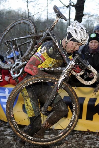 Belgian champion Sven Nys in action in Tervuren.