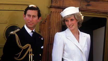 Prince Charles and Diana at an Italian naval base at La Spezia