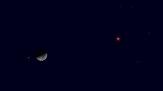 The moon and Mars will appear in a conjunction on the night of Feb. 18, 2021. 
