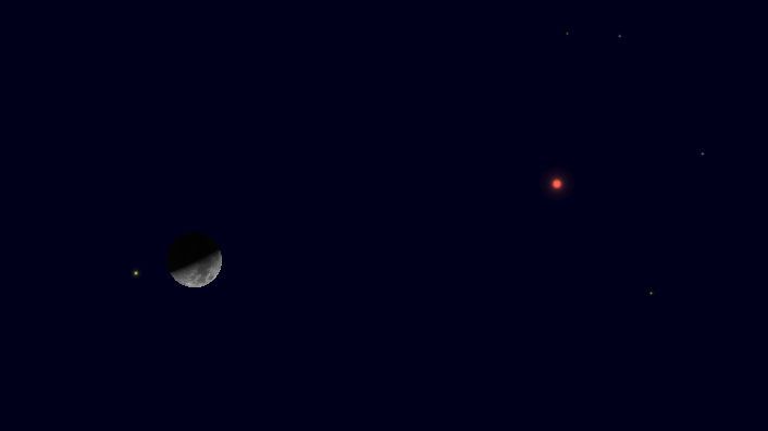 The moon and Mars will appear in a conjunction on the night of Feb. 18, 2021. 