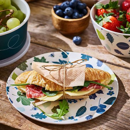 Sandwich on a flowery pattern plate