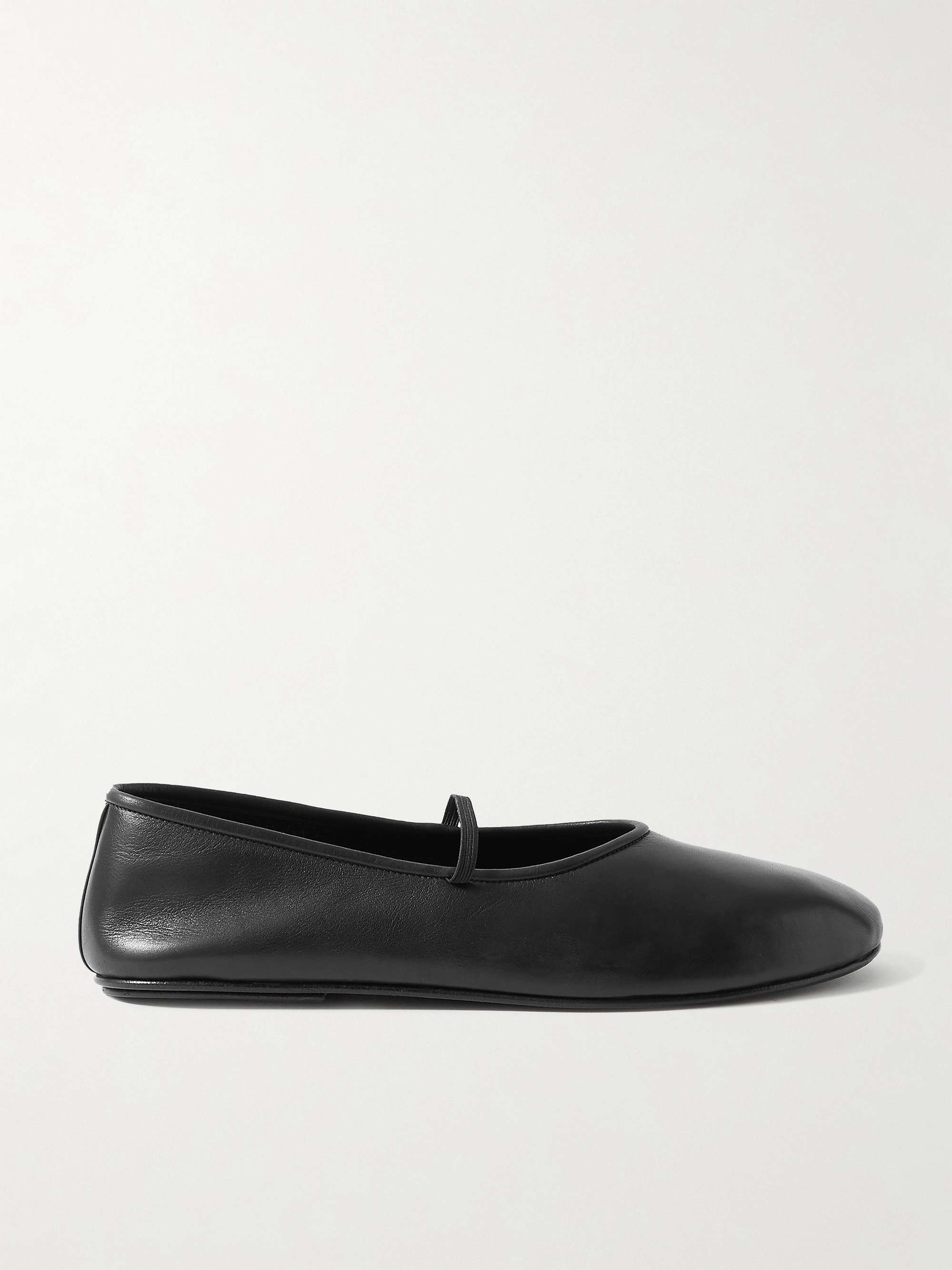 Elastic leather ballet flats