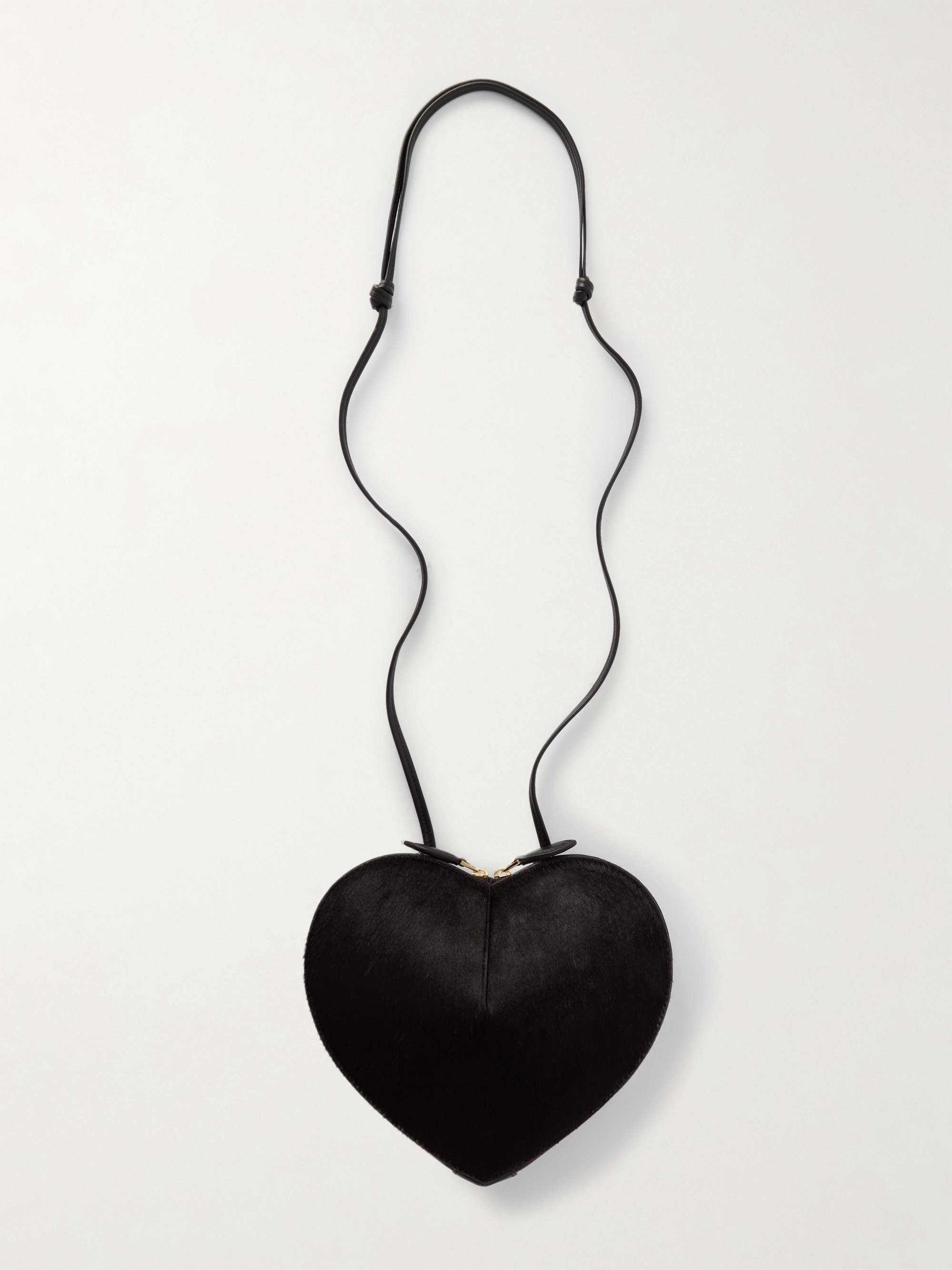Le Coeur Leather-Trimmed Calf Hair Shoulder Bag