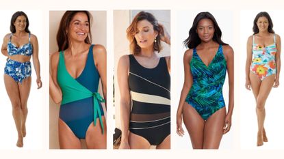 best bathing suits for women over 50 from Seaspray, Summersalt, Cotton Traders, Miraclesuit, Seaspray