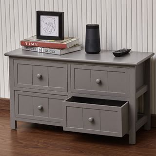 tv unit with four drawers and grey colour