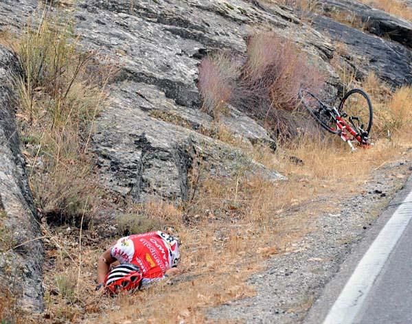 Sergio Dominguez Munoz (Contentpolis-Ampo) after a crash.