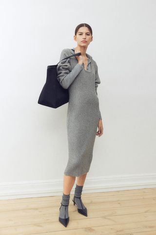 Scoop-Neck Rib-Knit Dress