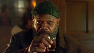 Samuel L Jackson in Marvel's Secret Invasion, giving a toast.