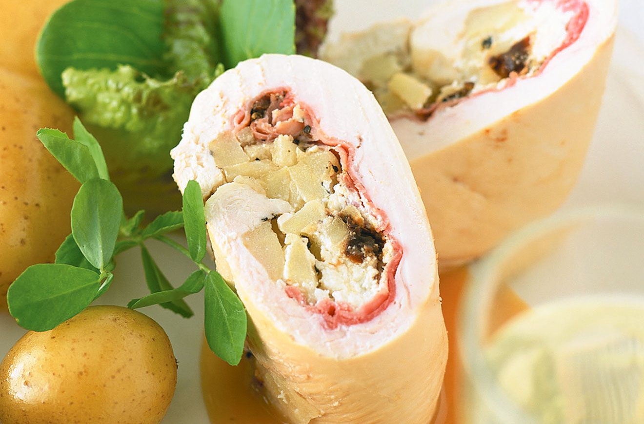 Stuffed chicken roulade with cider cream sauce recipe