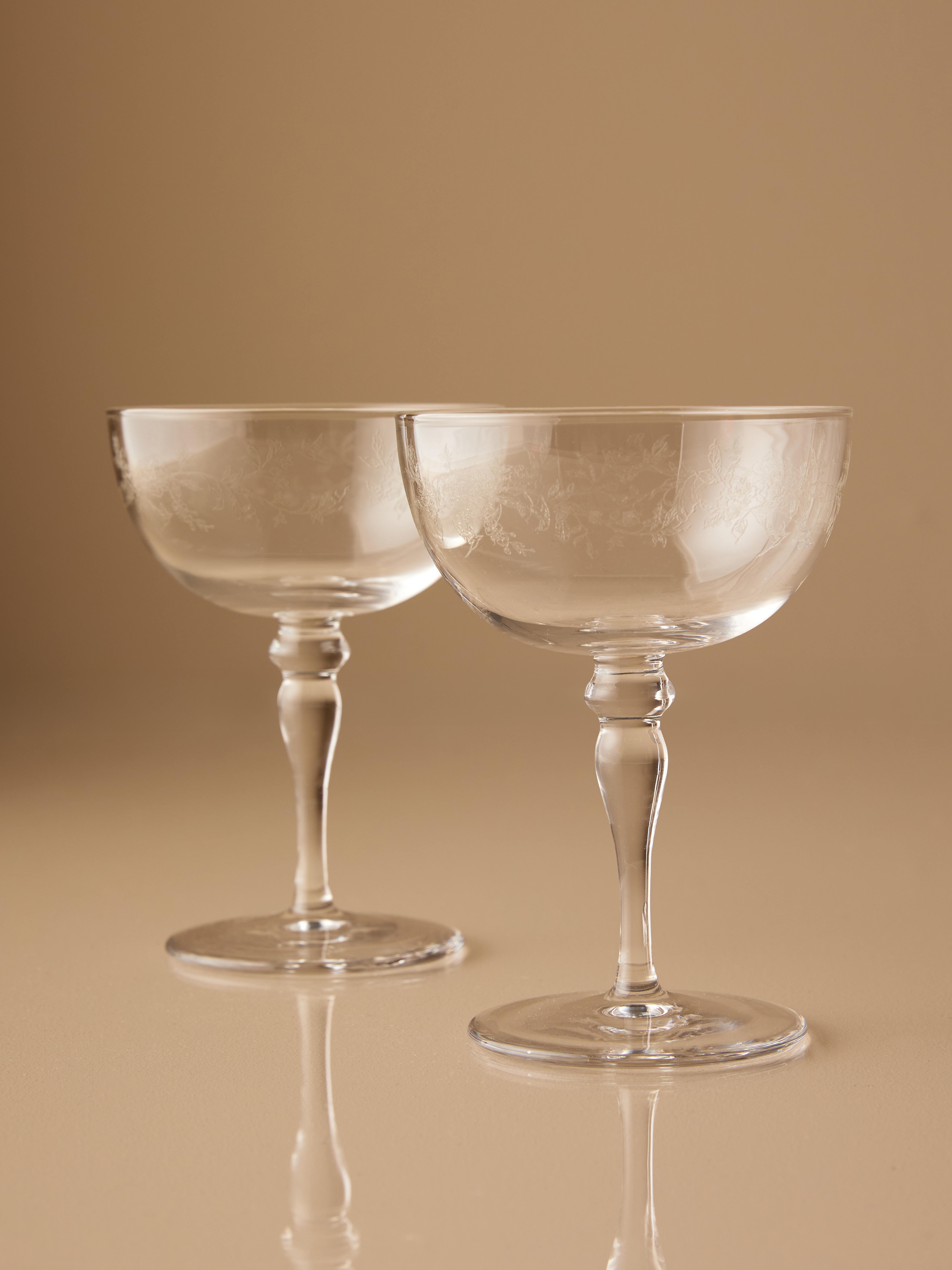 The Edit Etched Glass Floral Coupe