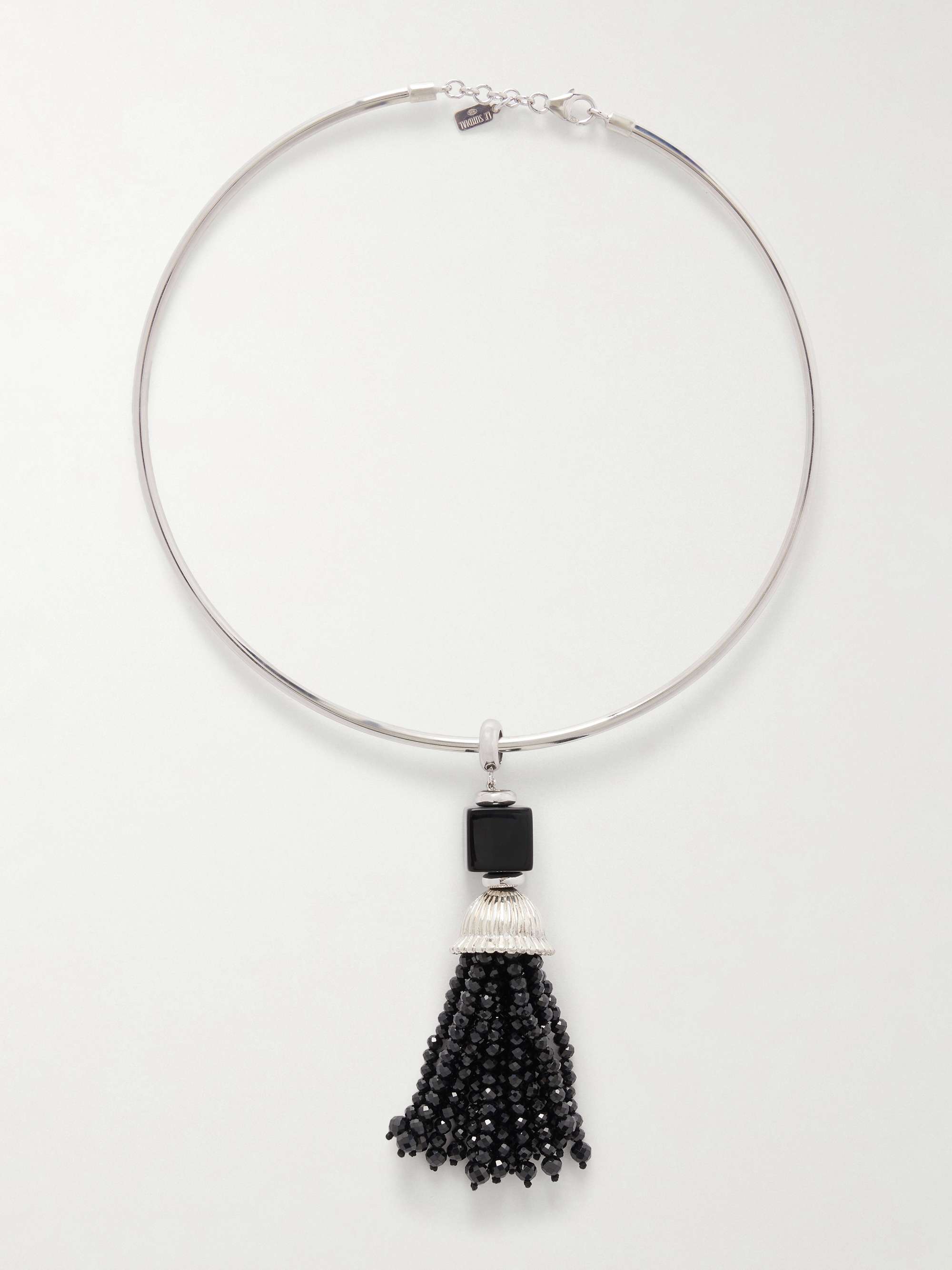 Nocturne-Halsband aus Silber, Spinell und Onyx