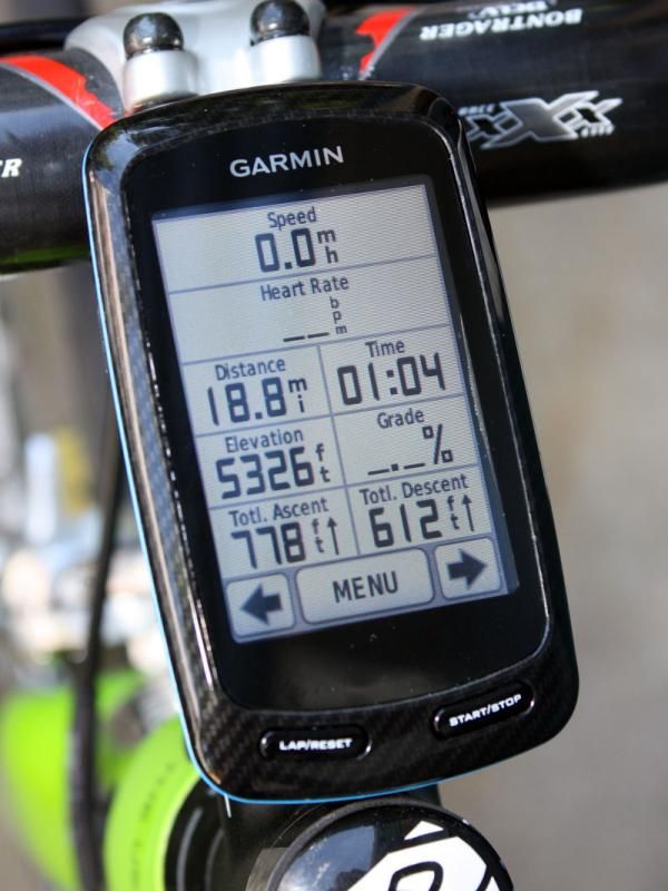 The Garmin Edge 800 screens can be customized with up to ten pieces of data each.