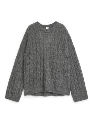 Mohair Blend Cable Jumper - Dark Grey - Arket Gb