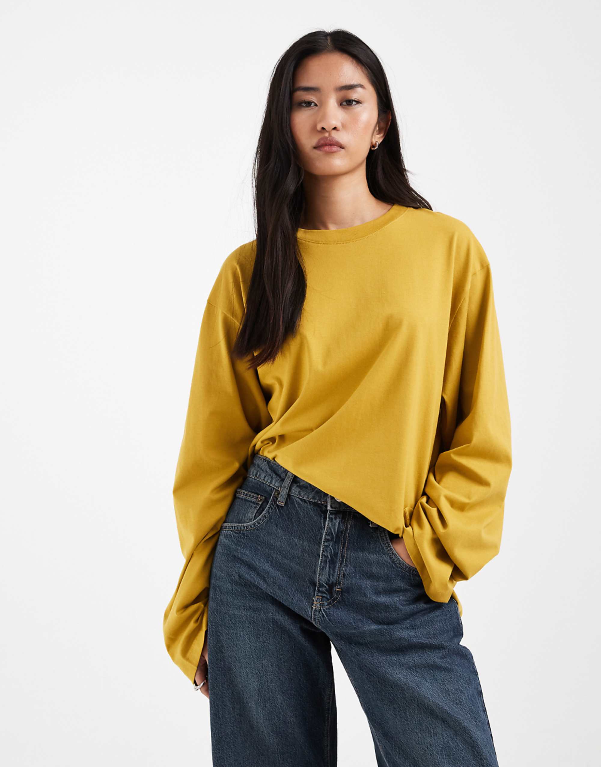 &amp;amp; Other Stories Heavy Weight Oversized Wide Sleeve Long Sleeve T-Shirt in Bright Yellow
