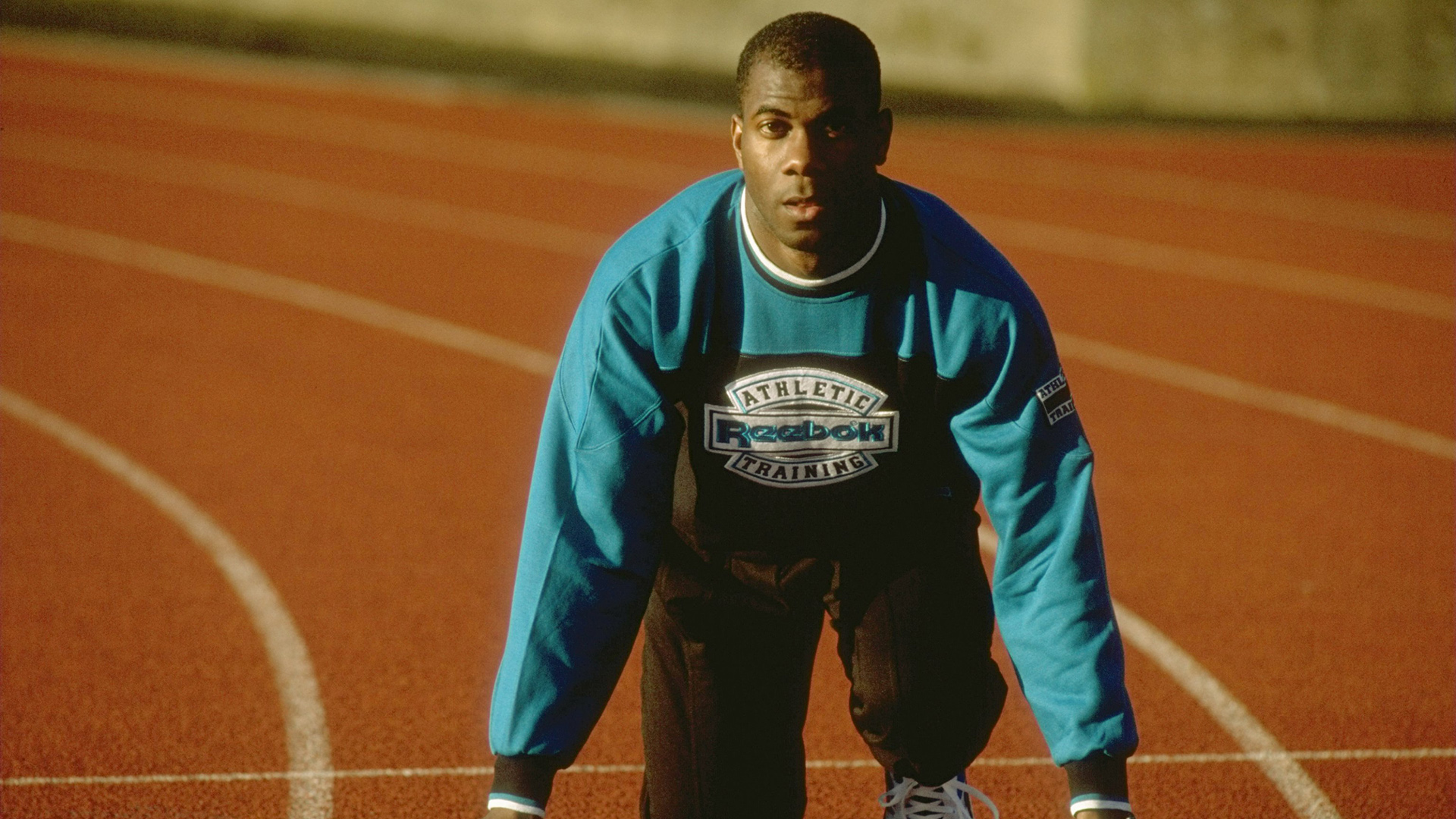 Mar 1993: Sprinter Jason John of Great Britain trains at the Birmingham Alexander Stadium in Birmingham, England. \ Mandatory Credit: Allsport UK /Allsport