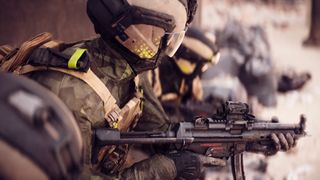 Battlefield 6 promotional screenshot showing a close-up image of multiple soldiers.