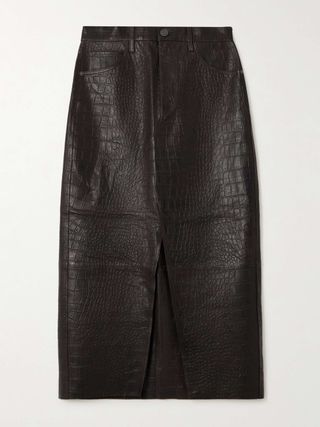 The Midaxi Croc-Effect Leather Midi Skirt