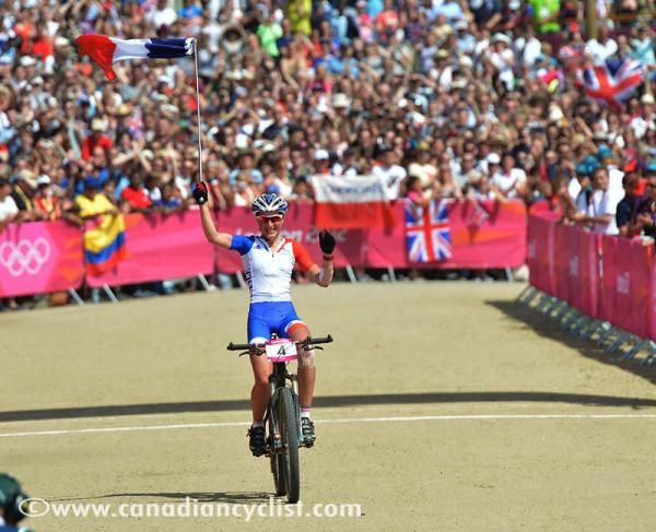 Julie Bresset (France) wins the Olympic mountain bike race