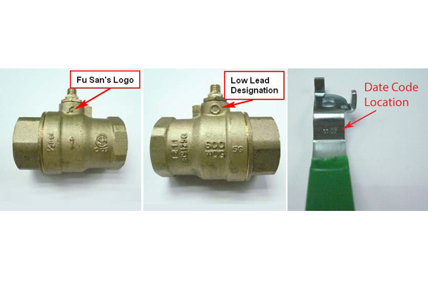 recall, Fu San Machinery, low lead ball valves