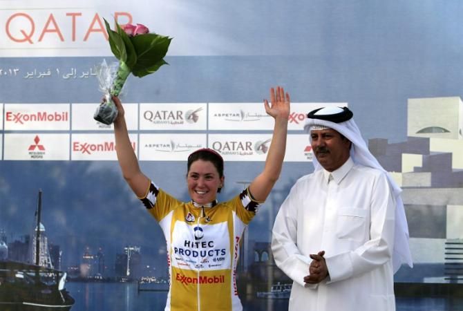 Chloe Hosking (Hitec Products) is the first leader of the Ladies Tour of Qatar