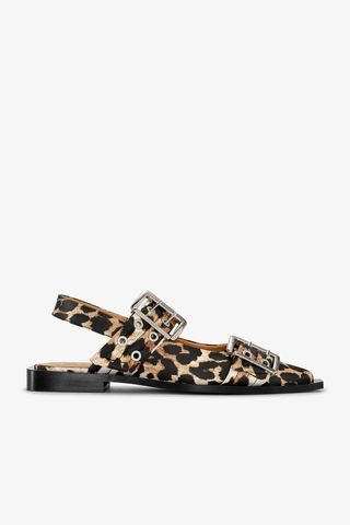 Leopard Satin Feminine Buckle Ballerinas