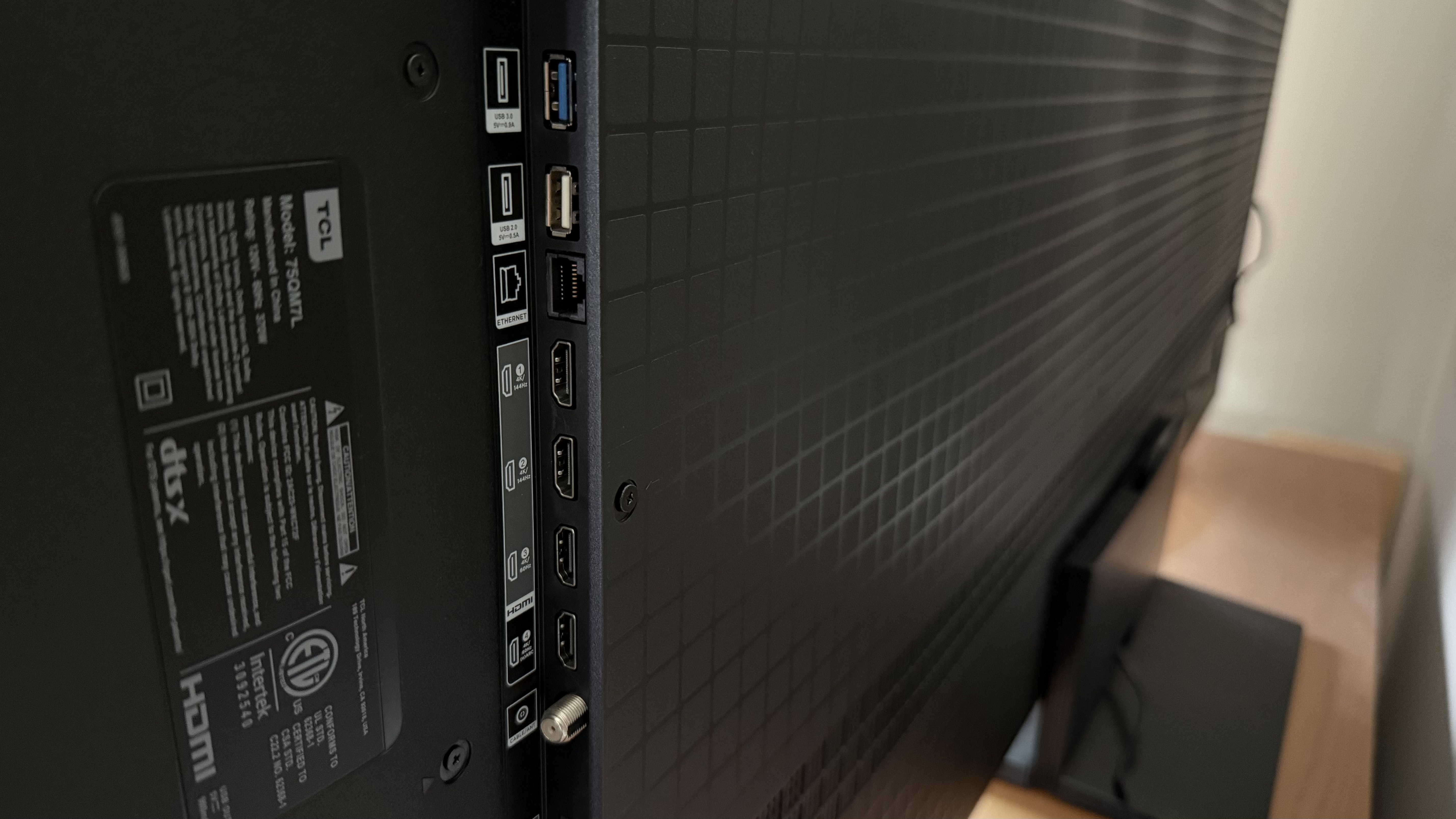 The TCL QM7L has four 2.1 HDMI ports.