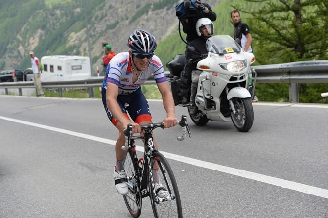 Mathias Frank (IAM Cycling) climbs into second overall