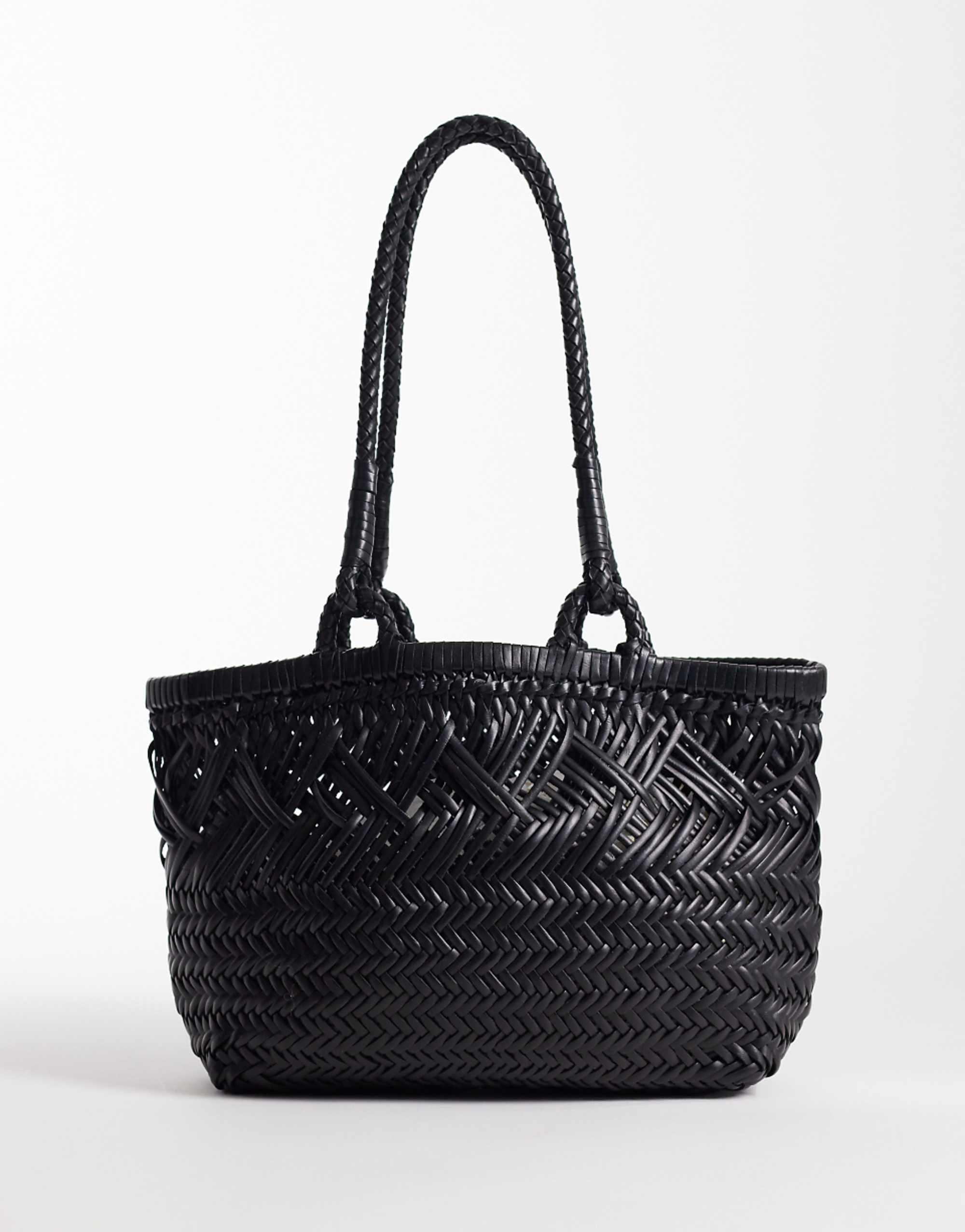 Asos Design Leather Weave Tote Bag in Black