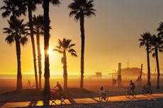 The South Bay Bicycle Trail, a path for walkers and cyclists along the coast to Venice Beach.