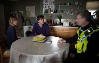 Rhona and Marlon in the kitchen at Smithy with Pc Swirling