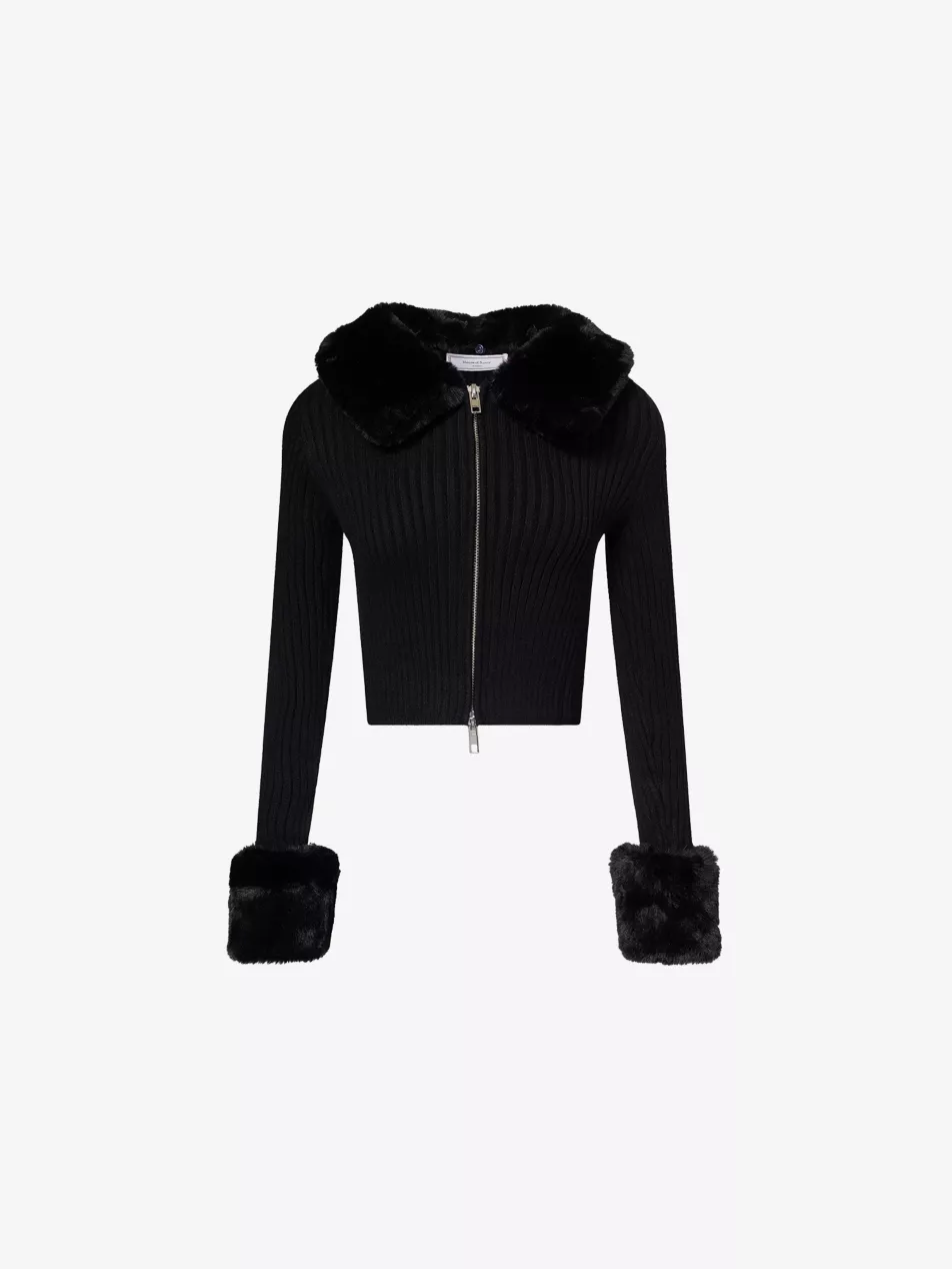 Peggy Faux-Fur Knitted Cardigan