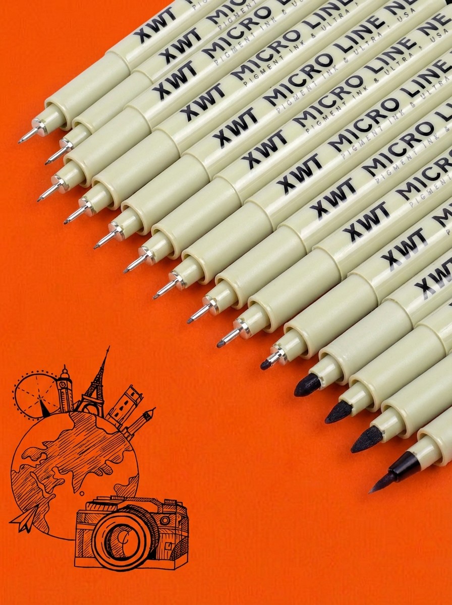 XWT, Fineliner Drawing Art Pens (black) Waterproof Pigment Ink Set for Artists