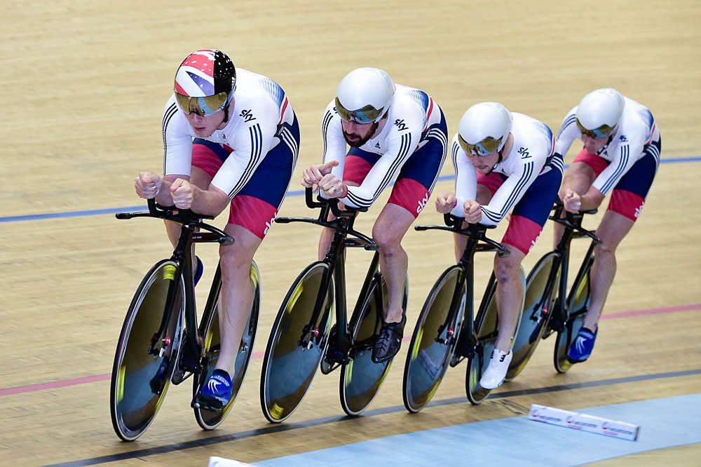 Great Britian's team pursuit squad at the European Track Championships