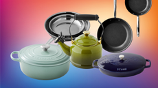cookware on a colorful background