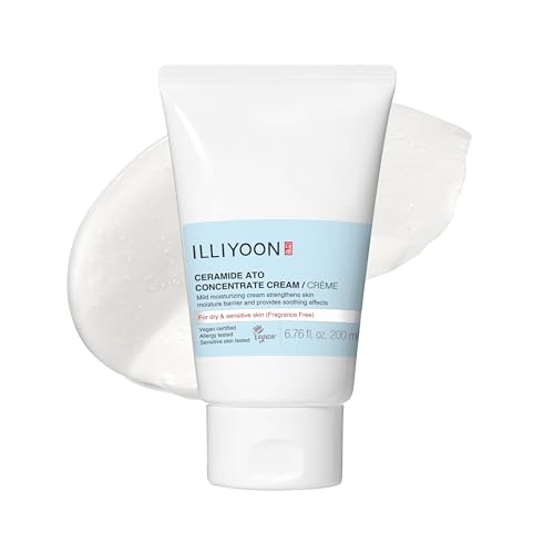 Illiyoon Ceramide Ato Concentrate Cream | Moisturizer for Dry &amp;amp; Sensitive Skin, 100hr Lasting Hydration, for Face &amp;amp; Body, Gentle for Infants, Moisture Barrier Repair, Vegan Certified, 6.76 Fl.oz.