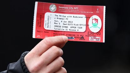 A ticket for a match between Swansea City and Arsenal