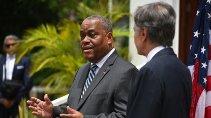 Haitian Prime Minisiter Garry Conille and Secretary of State Antony Blinken