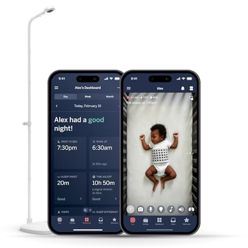 Nanit Pro Smart Baby Monitor & Floor Stand With Breathing Band, New Version - 1080p Wi-Fi Video & Sound Camera, Sleep Coach & Breathing Motion Tracker, 2-Way Audio, Ios and Android Compatible - White