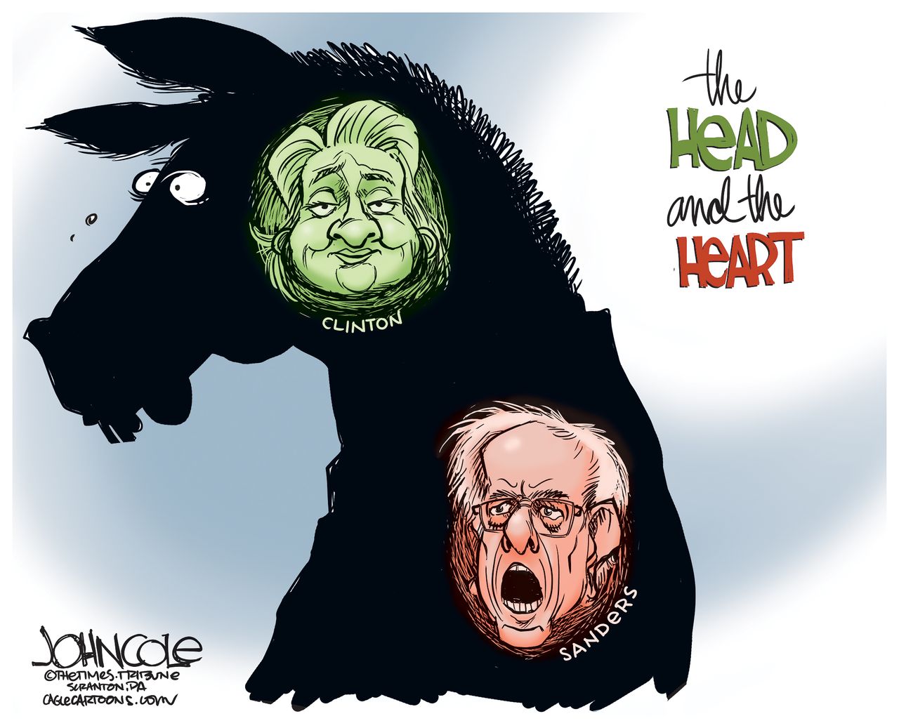 Political cartoon U.S. Hillary Clinton Bernie Sanders