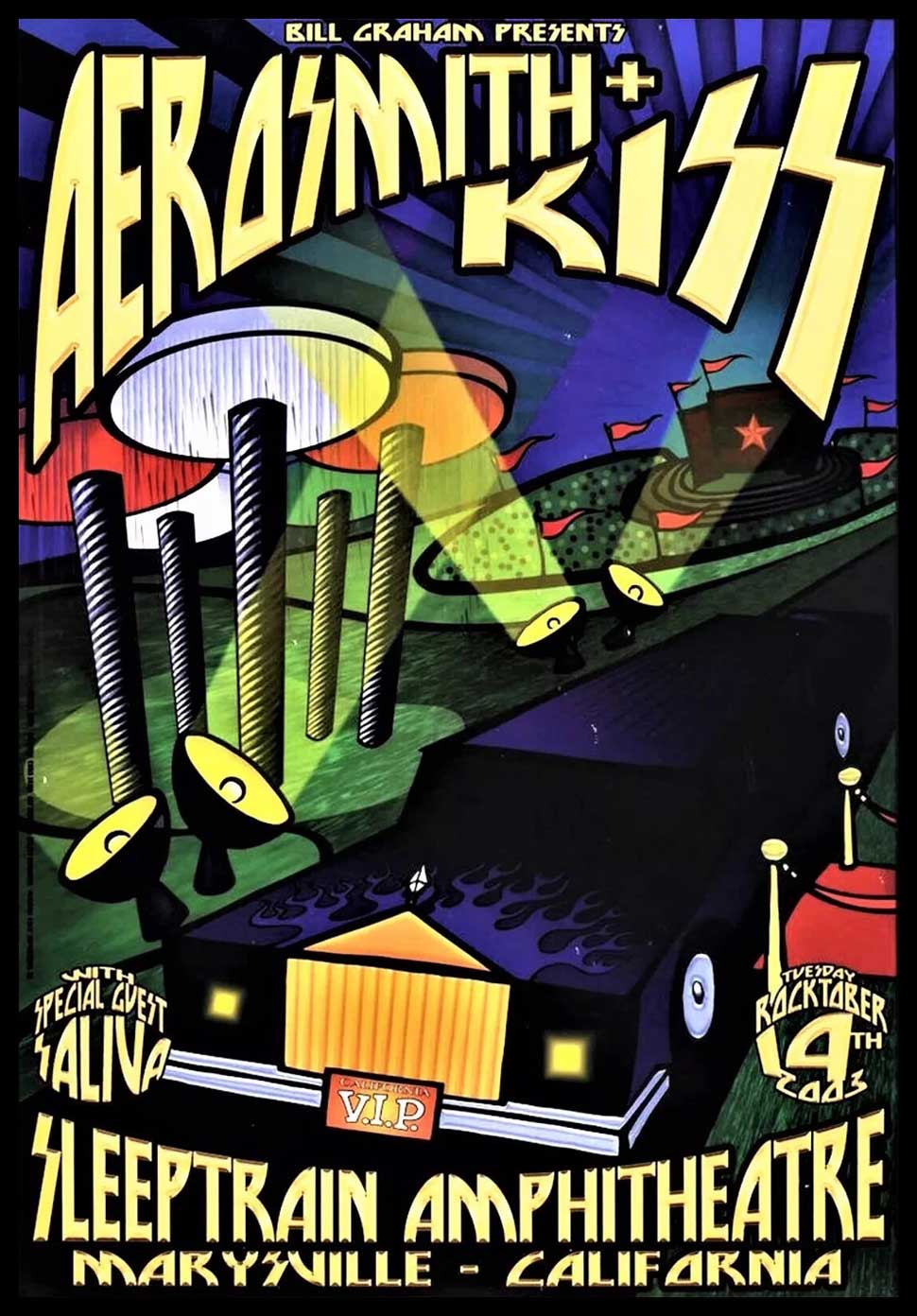 A Chris Shaw poster for the Kiss and Aerosmith show in Maryville, CA